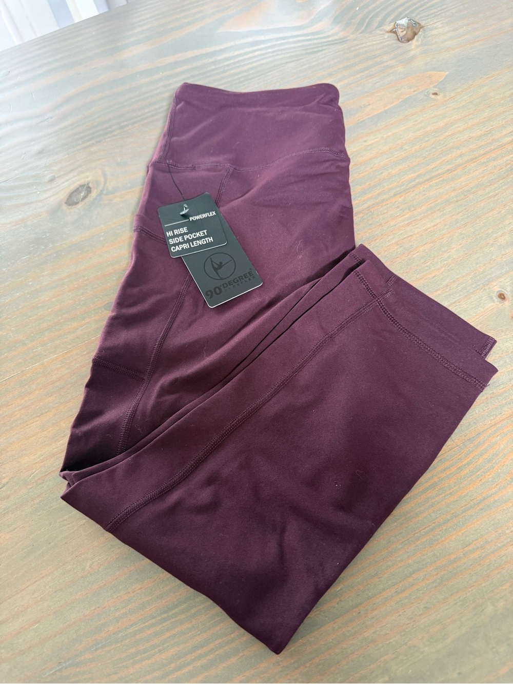 90 Degree By Reflex Plum High-Rise Capri Leggings